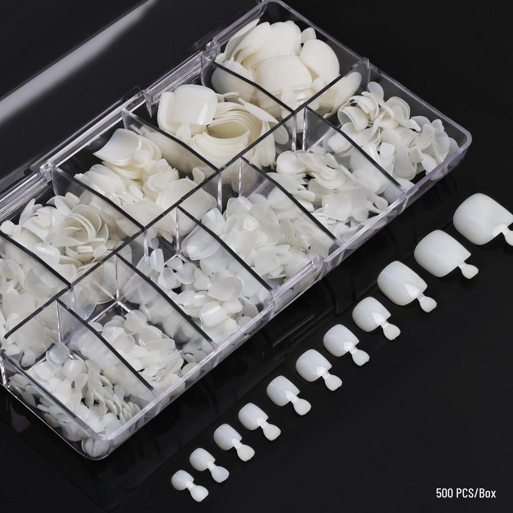 Natural Full-Cover Toenail Tips, No-Trace False Nails, Natural Color, 500 Pieces