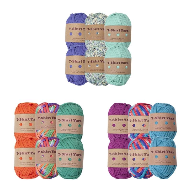T Shirt Yarn Spaghetti Yarn Thick Yarn for Crocheting Cotton Polyester Elastic Fabric Cloth Knitting Yarn for Hand DIY