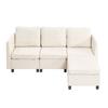 Modular Sectional Sofa, 3-Seater Modular Sofa with Hidden Storage, Cloud Sectional Couch with Ottoman & High Rebound Sponge, Solid Wood Frame