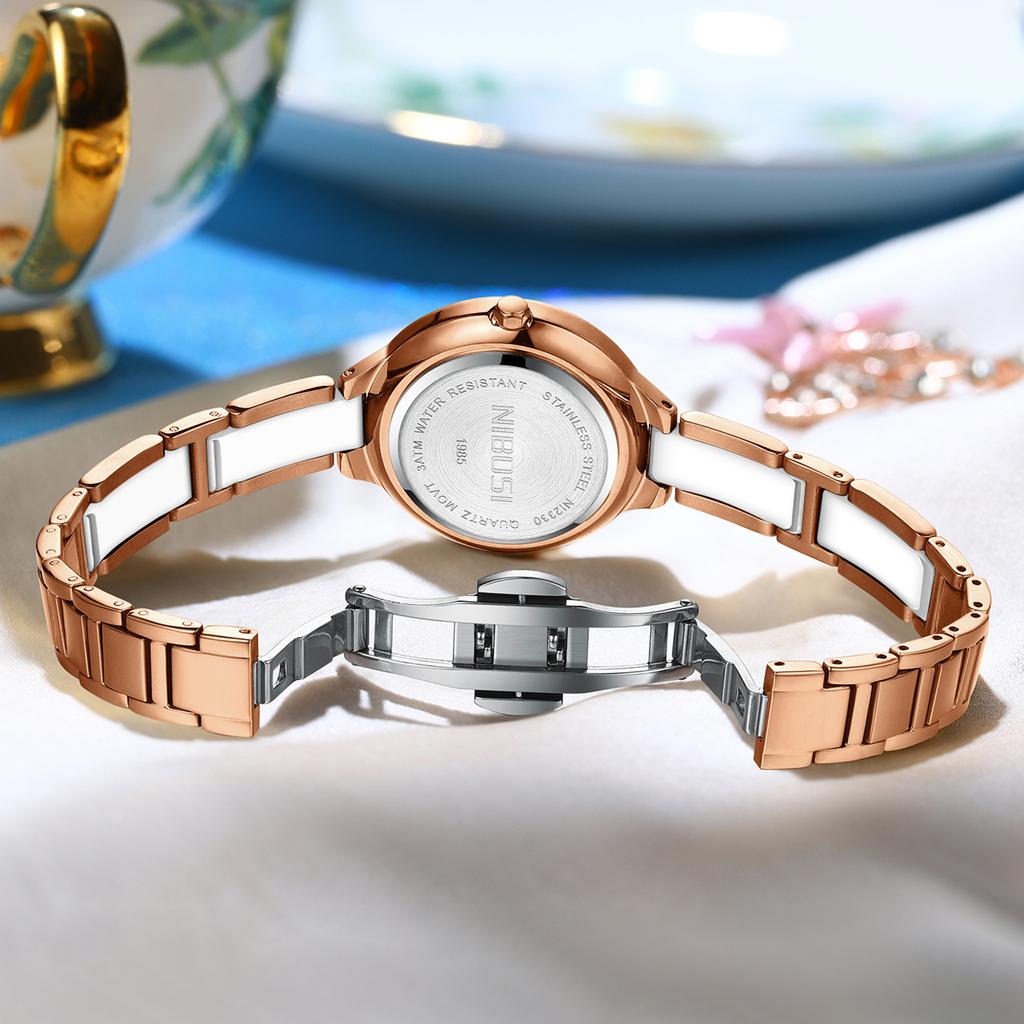 Fashion New European And American Simple Fashion Women'S Watch, Rhinestone Ceramic Waterproof Quartz Women'S Watch