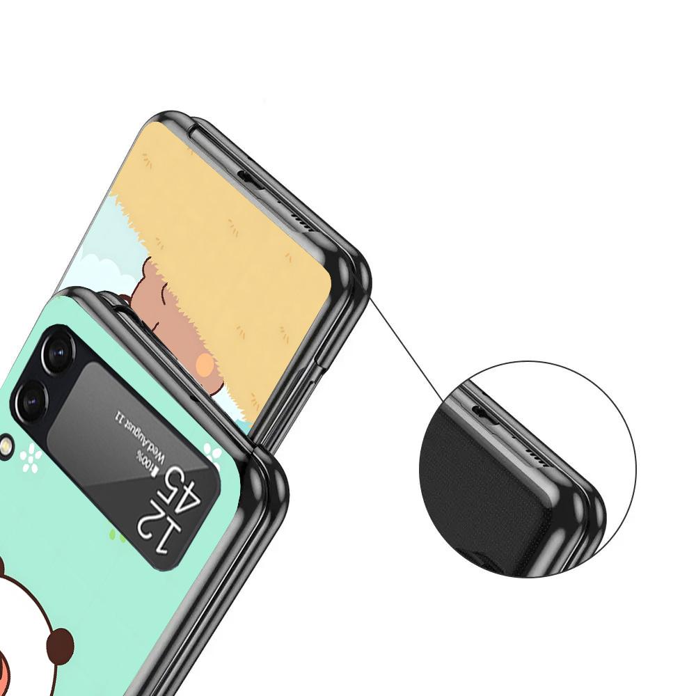 Süße Pfirsich Goma Katze Schwarze Handyhülle Für Samsung ZFlip7 ZFlip6 ZFlip5 ZFlip4 ZFlip3 5G Harte Schutzhülle Galaxy Z Flip 3 4 5 6 7