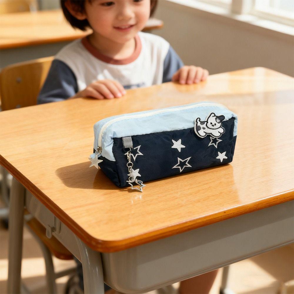Creative Star Pencil Case Fresh Color Large Capacity Pen Bag Dog With Pendant Stationery Bag Back To School Gift
