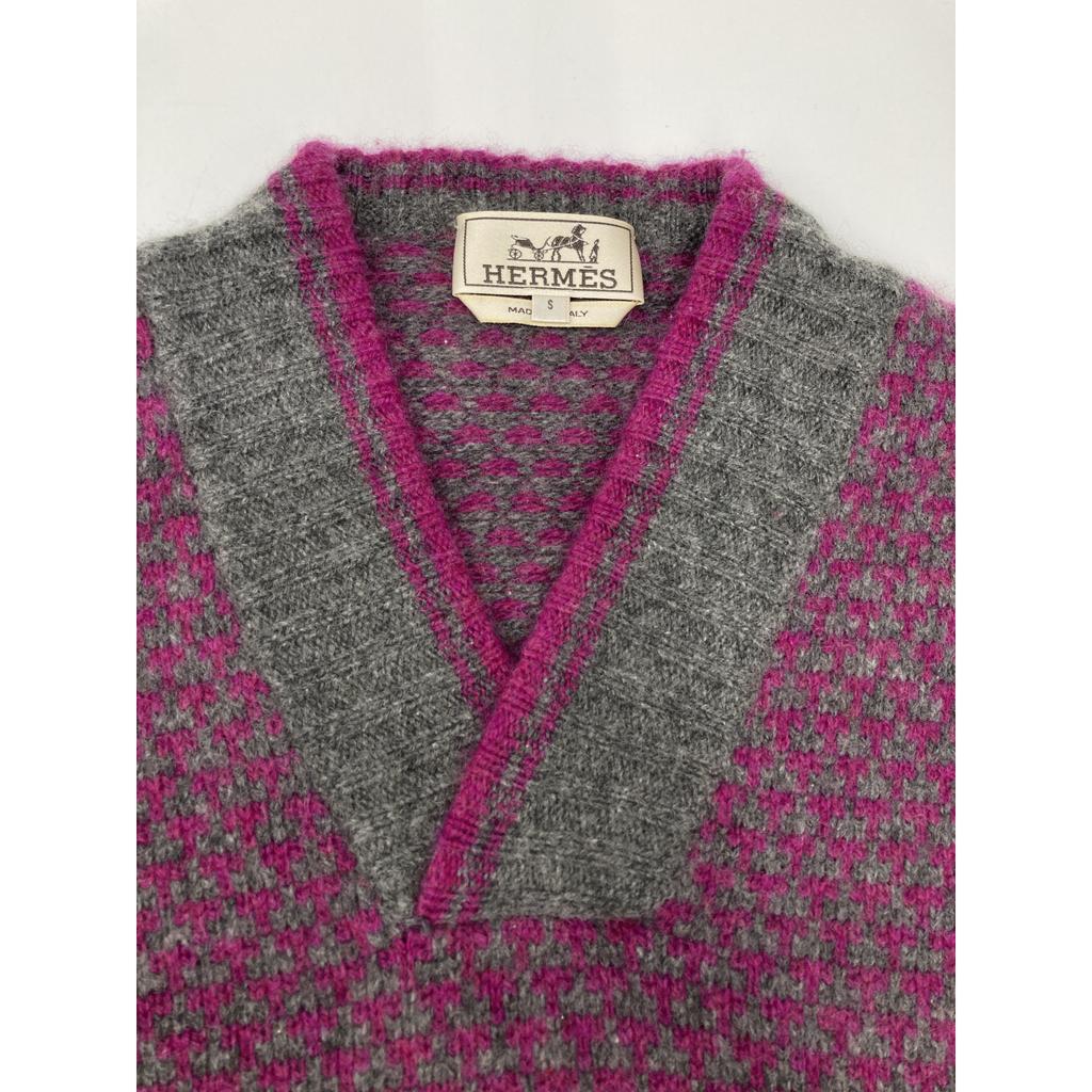 HERMES 100% cashmere knit sweater tops S purpleUsed