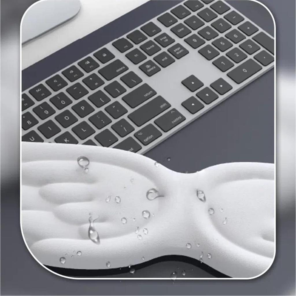 Angel Wing Wrist Rest Ergonomic Memory Foam Wrist Rest for Computer Keyboard Mouse Set, Cute Gaming Keyboard Cushion Hand Support PU Leather Surface