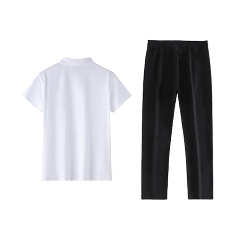 Li-Ning Plain Simple Breathable Cotton Comfortable Versatile Pullover Short Sleeve Polo Shirt Casual Sports Suit Unisex suit APLV723-2+AKLU881-1