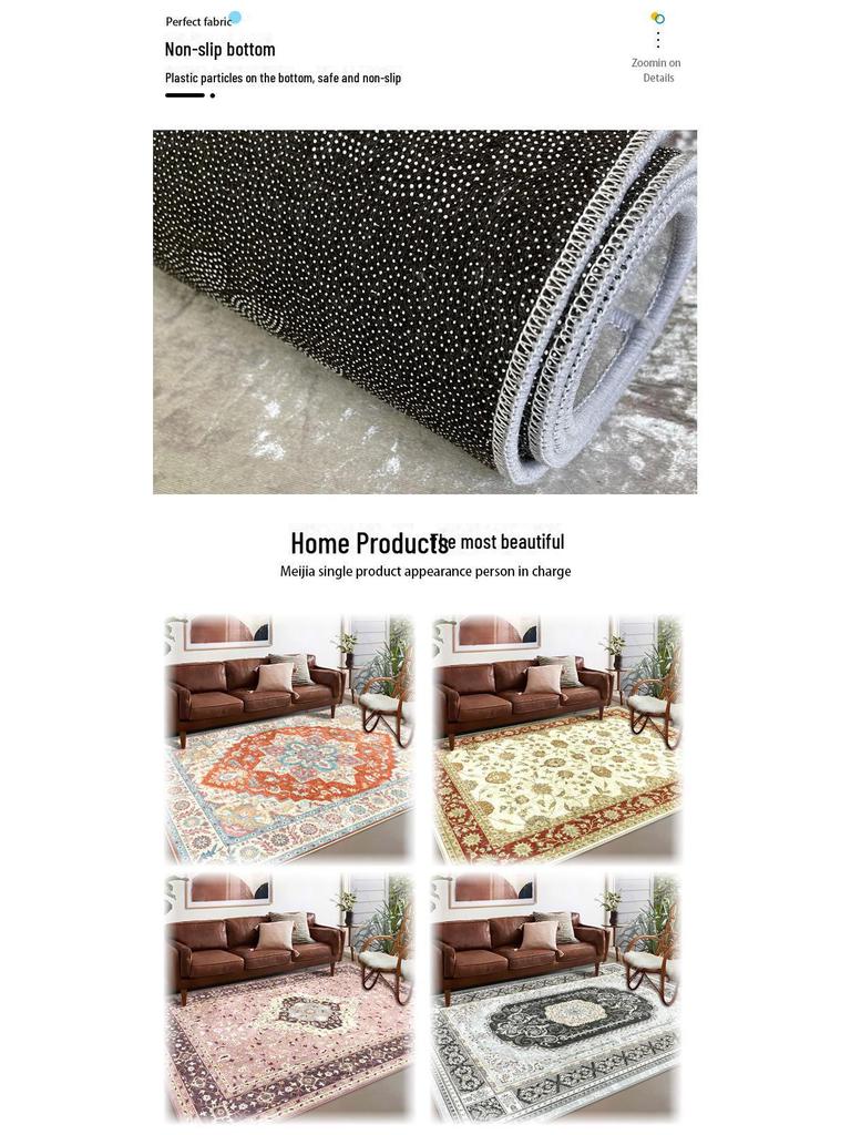 Elegancki złoty diamentowy aksamitny dywan antypoślizgowy do salonu, sypialni, gabinetu i stolika kawowego