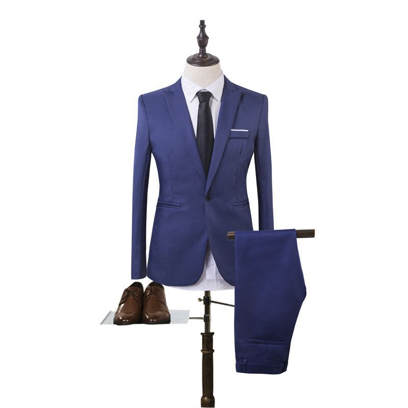 Traje de Dos Piezas de Moda para Hombre Negocios Estilo Coreano Traje Ajustado