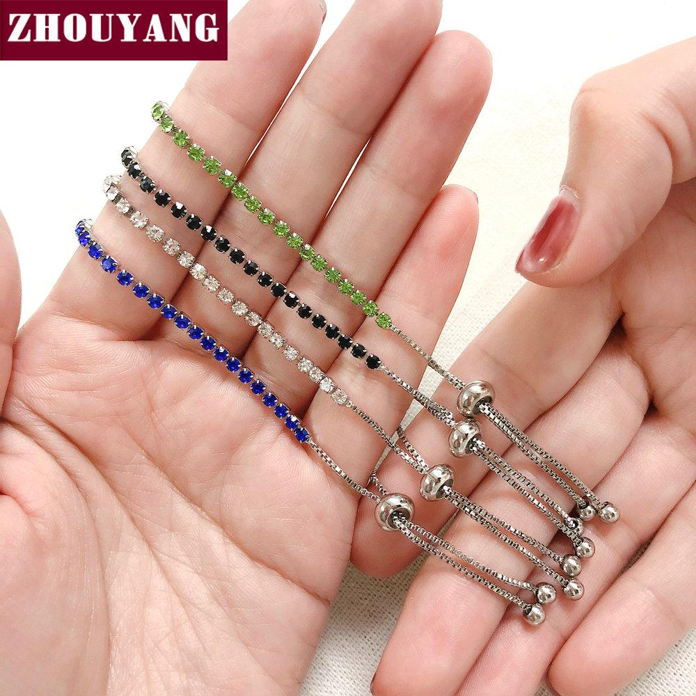 ZHOUYANG Tennis Bracelet For Women 4 4 Claws Mosaic Cubic Zirconia Silver Jewelry Gift H095