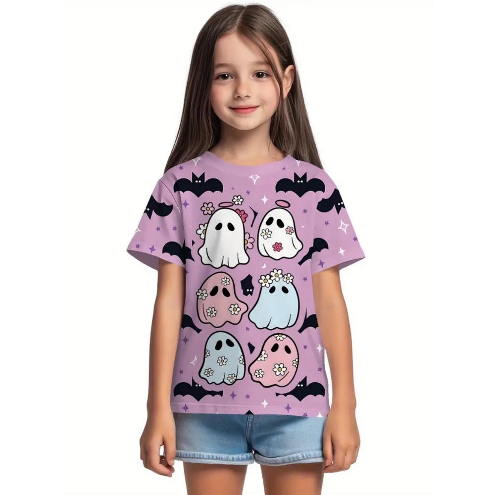 Girl Clothes Funny Pumpkin Graphic T-Shirt for Boys Girls Halloween Short Sleeve Tees 2-10Y Halloween Gift Party Kids Clothing