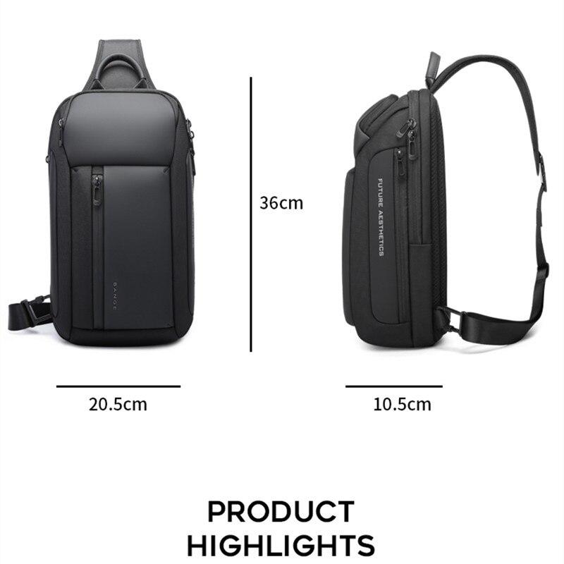 BANGE New Men Fashion Crossbody Bag Multifunction Chest Bag Large Capacity Outdoor Travel Bag