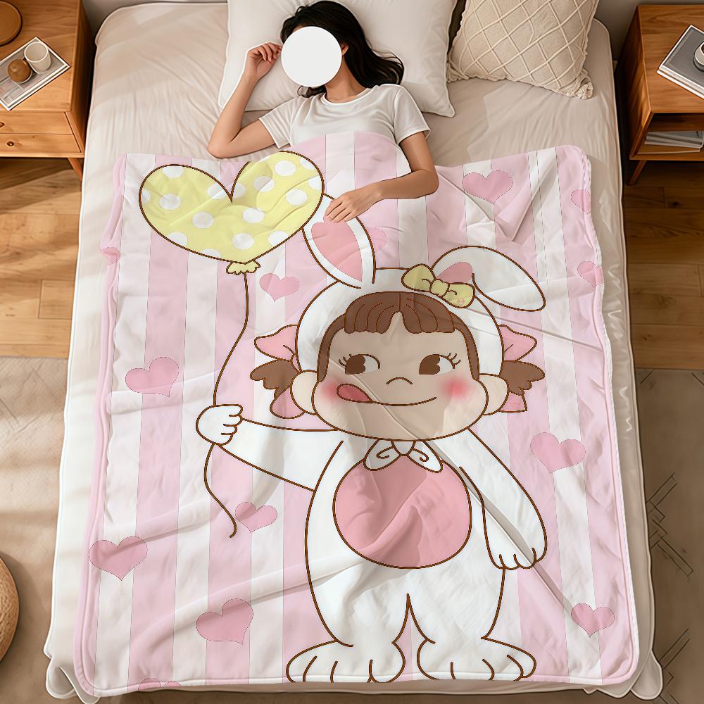 

kawaii art girl funny cute F-FujiyaS candy soft warm plush blanket dorm sofa living room pet hogar bedroom gift nap home Flannel 75x90cm