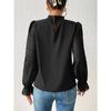 Women S Half High Neck Wavy Chiffon Long Sleeve Loose Blouse