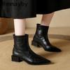 Winter Pointed Toe Thick Heels Women Ankle Boots Fashion Short Plush Shoes Female Vintage Slim Short Booties  De Muje