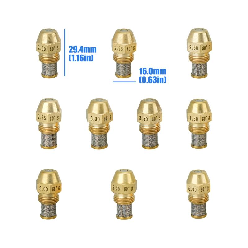 80 Degree Copper Fuels Burners Nozzle With Build In Stainless Steel Filter For Industrial Boilers And Heating Equipment