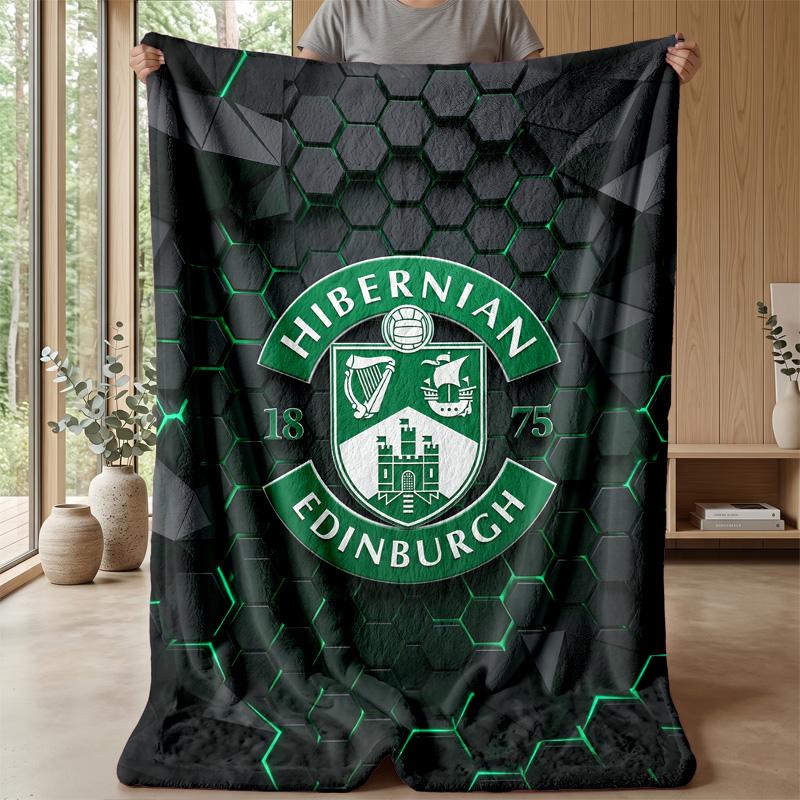Hibernian FC Morbida Coperta in Pile di Flanella Leggera Accogliente Calda Coperta da Divano Letto Decorazione per la Casa