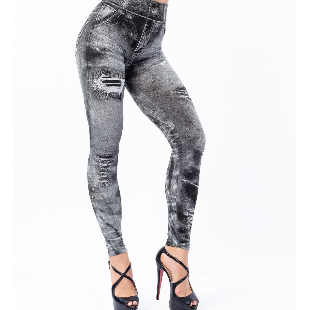 

Модный выбор женщин эластичные имитация джинсов джинсовые леггинсы с высокой талией узкие брюки M