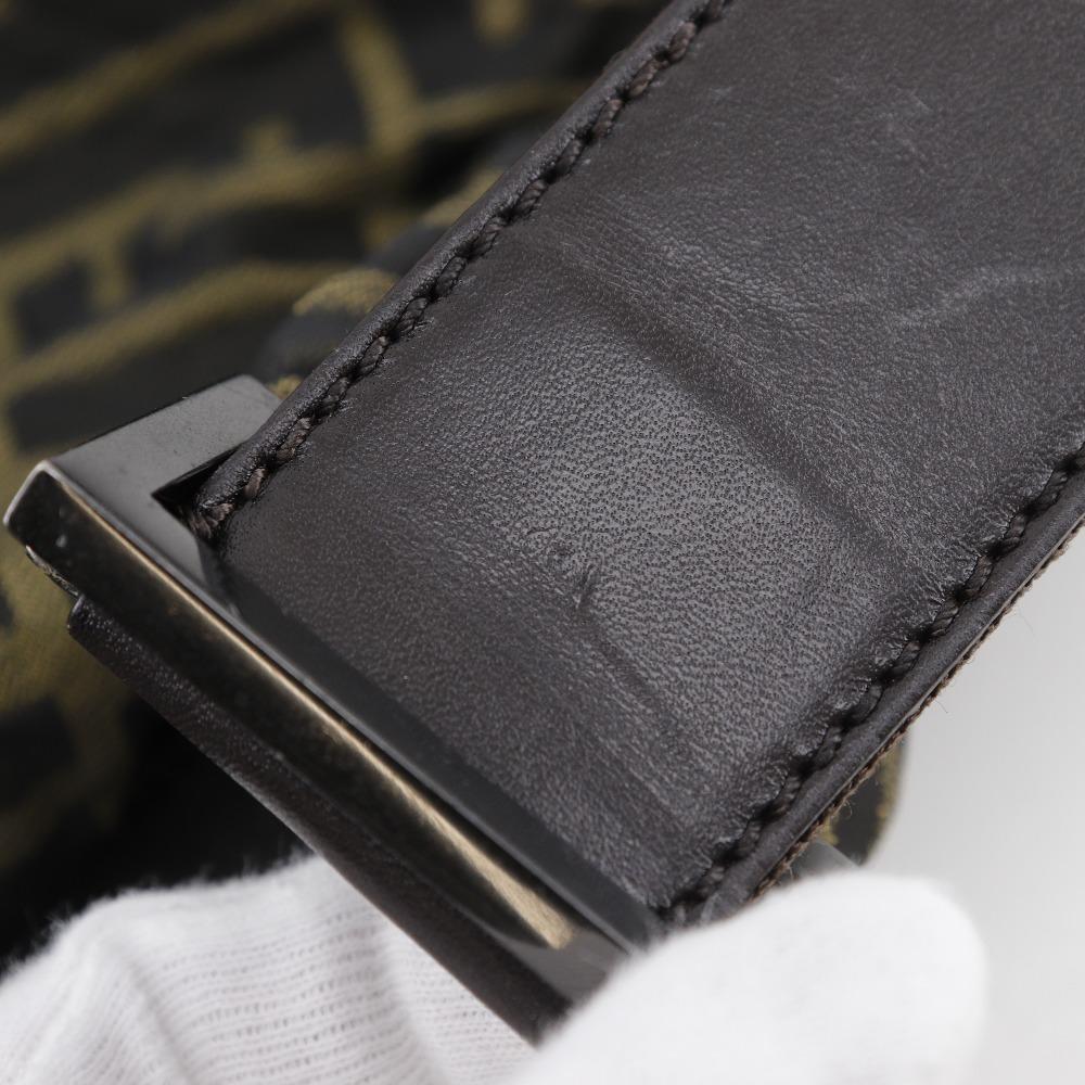 Fendi Zucca Shoulder Bag One Belt Brown Nylon Canvas Women Used