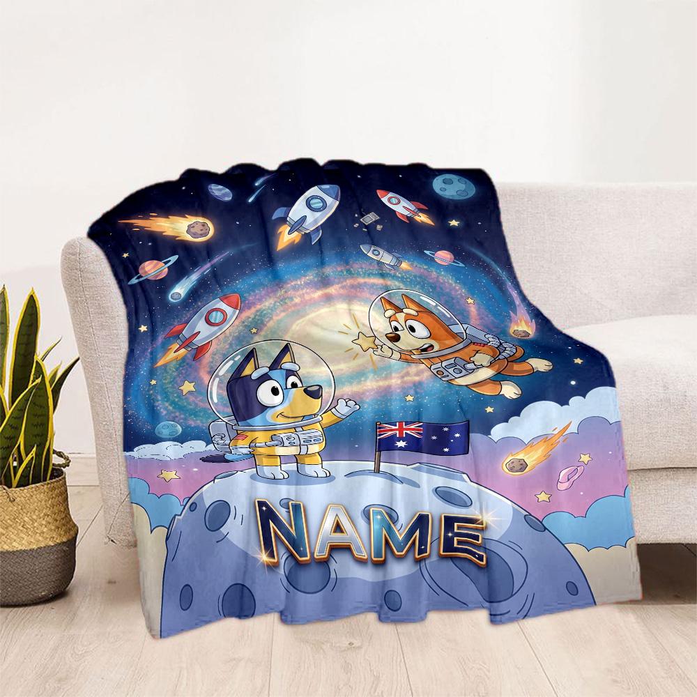 Bluey's Playful Pals Personalized Name Blanket Multi-purpose Personalized Blanket Soft & Cozy Versatile for Office Chair Picnics Sofa Bed