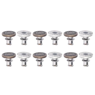 12pcs Button Pins Removable Detachable Steel Slot Design Random Style Decorative Instant Pants