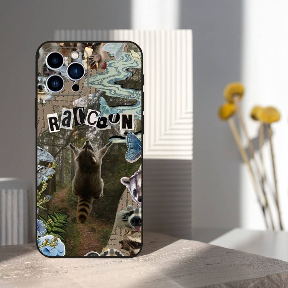 

Funny Raccoon Animal For iPhone 12,16,11,14,15,17,13,X,Mini,SE,XS,Plus,Pro Max,8,7,XR,Soft Silicone Black Case iPhone14PRO