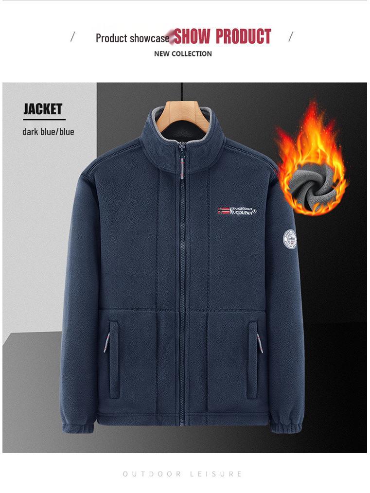 Norsko Jednobarevná fleecová mikina - Hřejivý outdoorový kardigan pro volnočasové sporty