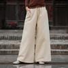 Johnature Fashion All-match Casual Retro Elastic Waist Wide Leg Pants Autumn Winter Simple Comfortable Women Warm Pants