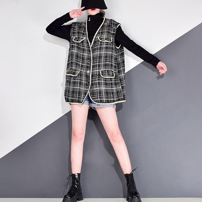 Xitao Pruhovaná vesta Módní Jednořadá Bez rukávů Ležérní Volná vesta ZP3223