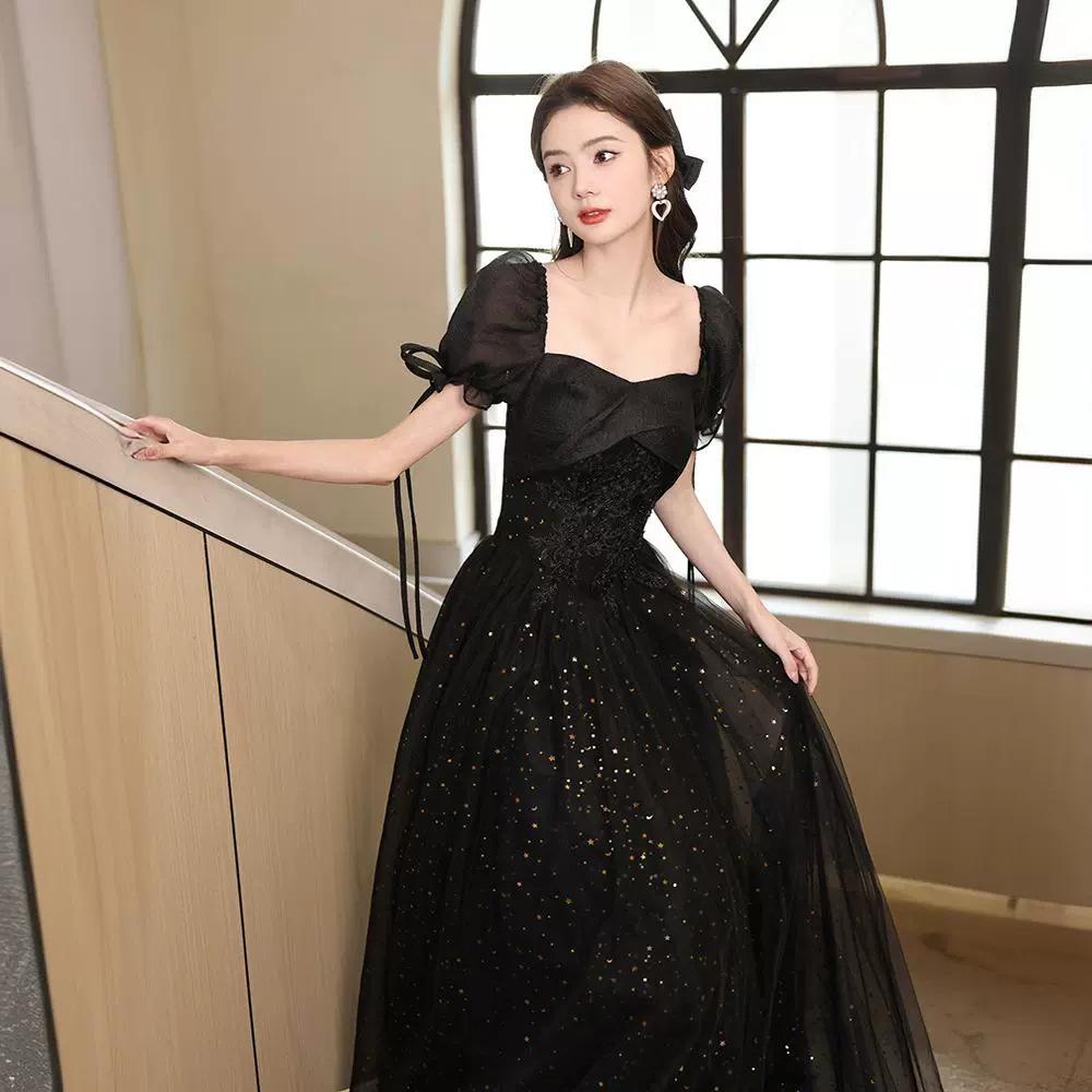 French Evening Dress Dress Women's 1011 Black High-end Light Luxury Niche Graduation Bar Mitzvah Dinner Dress Women
