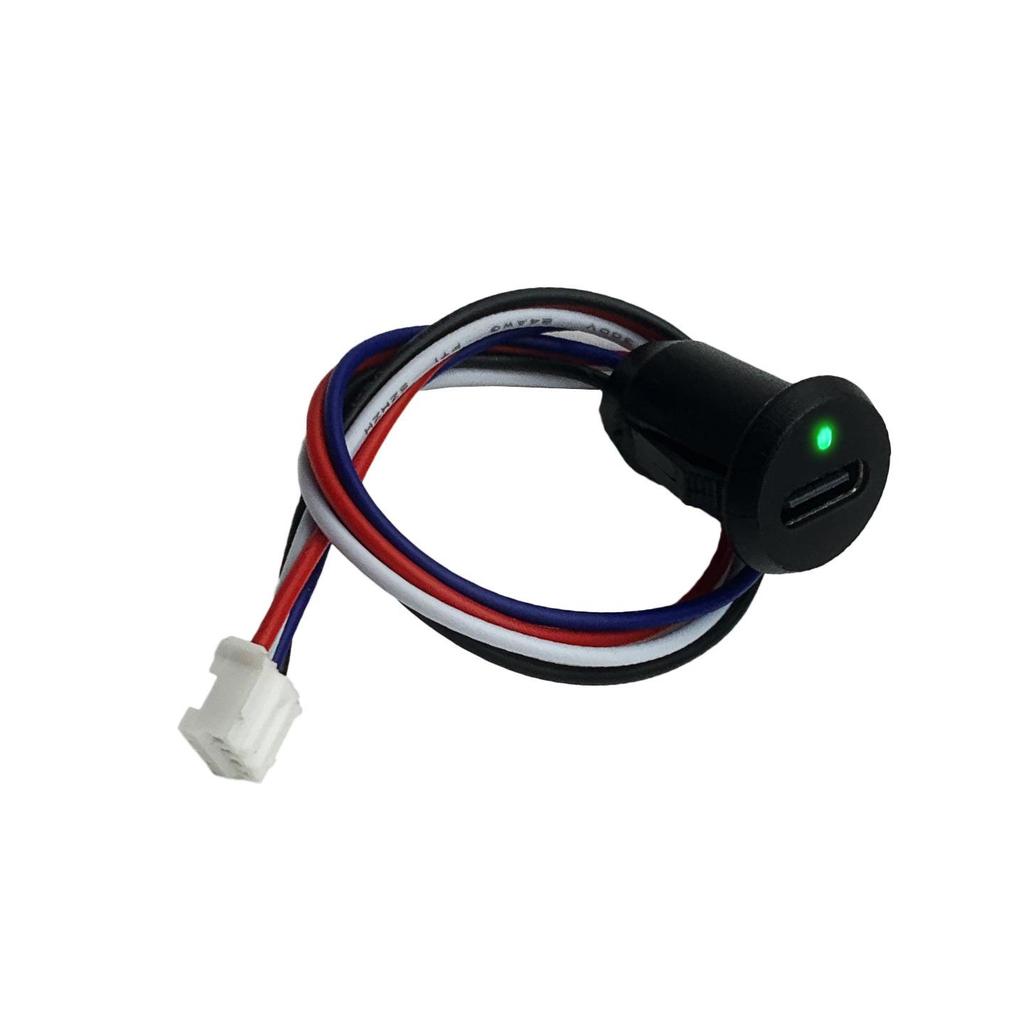USB-C Female Port 4P with Light, Waterproof, Solder Type, Data Transfer and Charging Capable