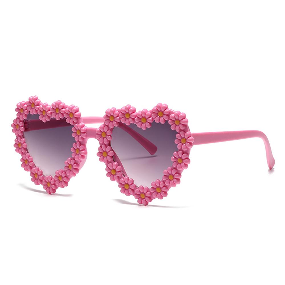 

Цветные солнцезащитные очки в форме сердца для детей, милые очки с ромашками, защита глаз для детей на улице, модные смешные очки розы красного
