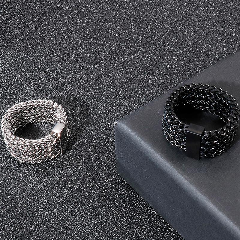 Retro rustfritt stål fiskeskala mesh båndring for menn kvinner unisex par smykker bryllup band navn graverbar