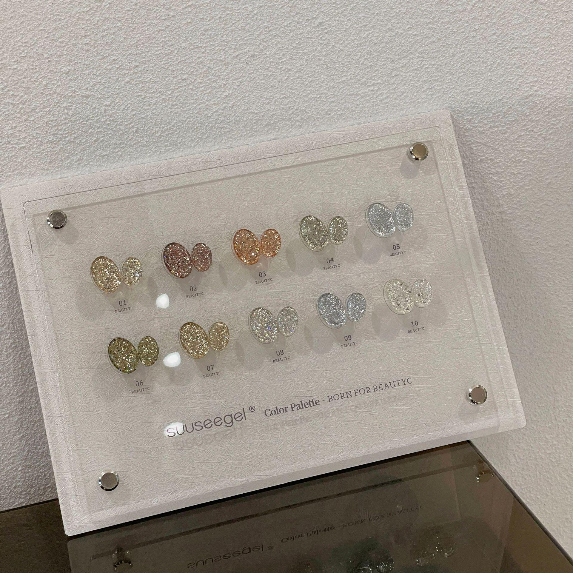 

Набор гелей для дизайна ногтей с 10 цветами глиттера и серебряными пайетками