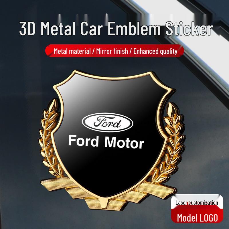 Designed for Ford Mondeo, Focus, Edge, and Escort: Wheat-Ear Side Emblems & Metallic Body Accents.