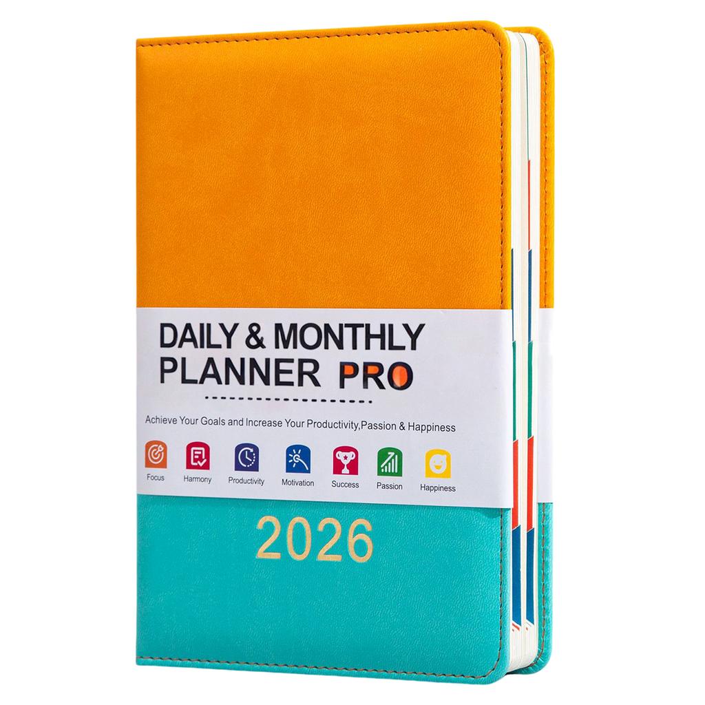 A5 English Planner Notebook 2026 Calendar Yearly Monthly Weekly Pages for Office Efficiency School and Daily Planning
