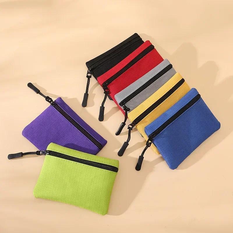 2025 Women's Fabric Coin Purse Multi Pocket Zipper Wallet with Card Slots Plain Color Small Organizer Bag for Cash Coins Cards