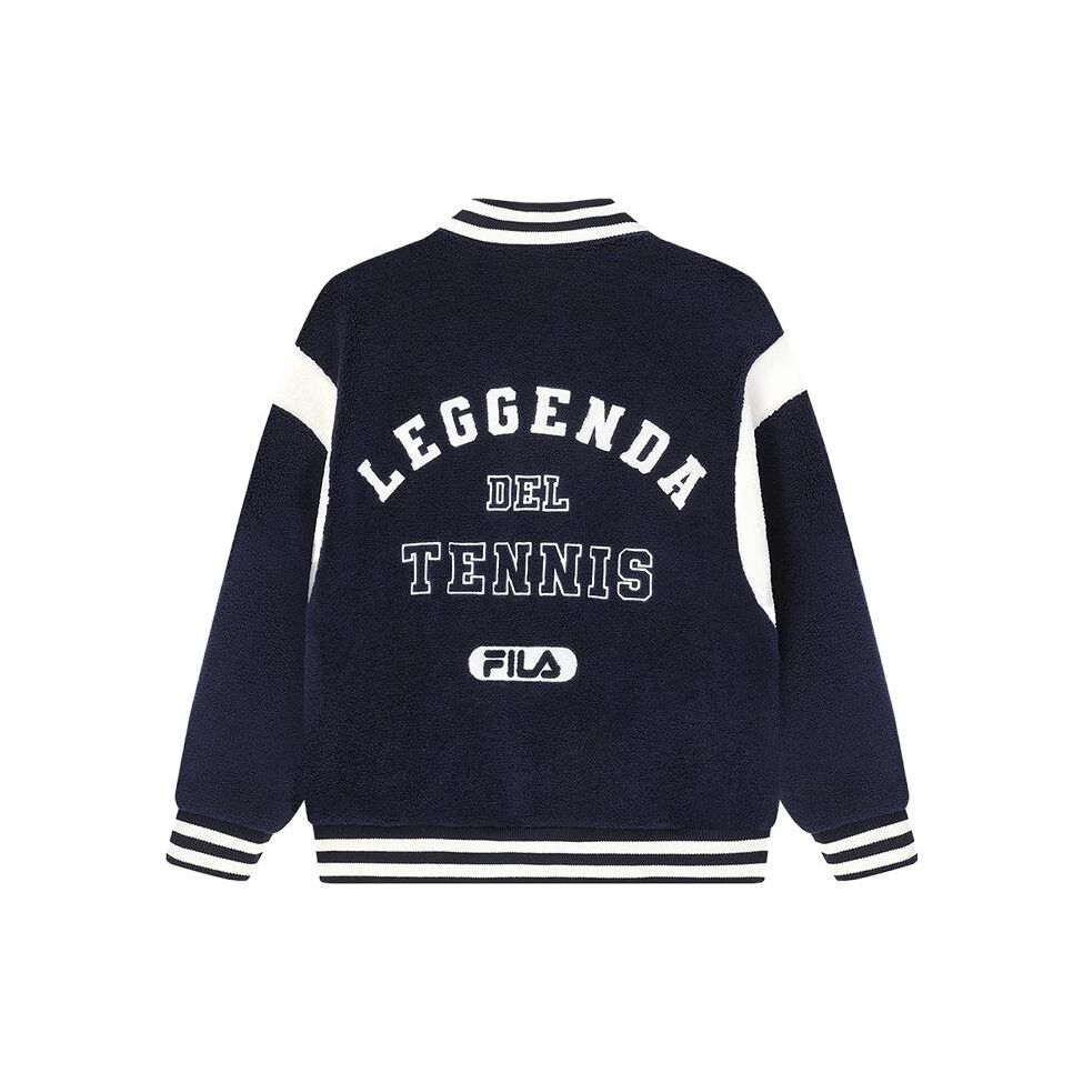 Fila Letter Color Block Single-Breasted Long Sleeve Baseball Jacket Men Jackets Deep-Dark-Blue F11M349502F-DB