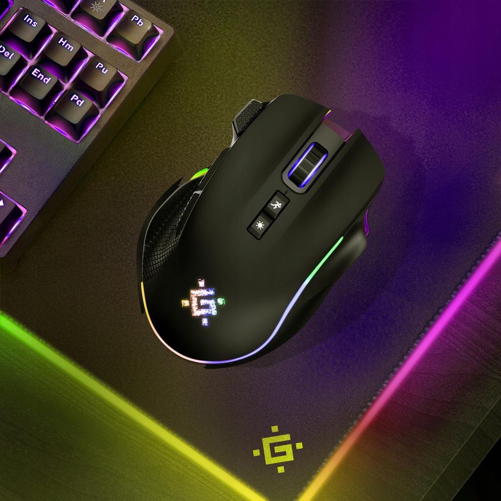 Mysz Bezprzewodowa Defender THUNDER GM-213 Optyczna 1600dpi Czarna RGB AKUMULATOR 8 Przycisków Gaming