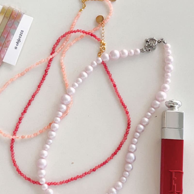 Objet213 Bubble Metallic Pink Necklace