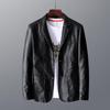 Men's Slim Fit Leather Jacket with Fleece Lining – Korean Style Lapel Suit for Autumn/Winter