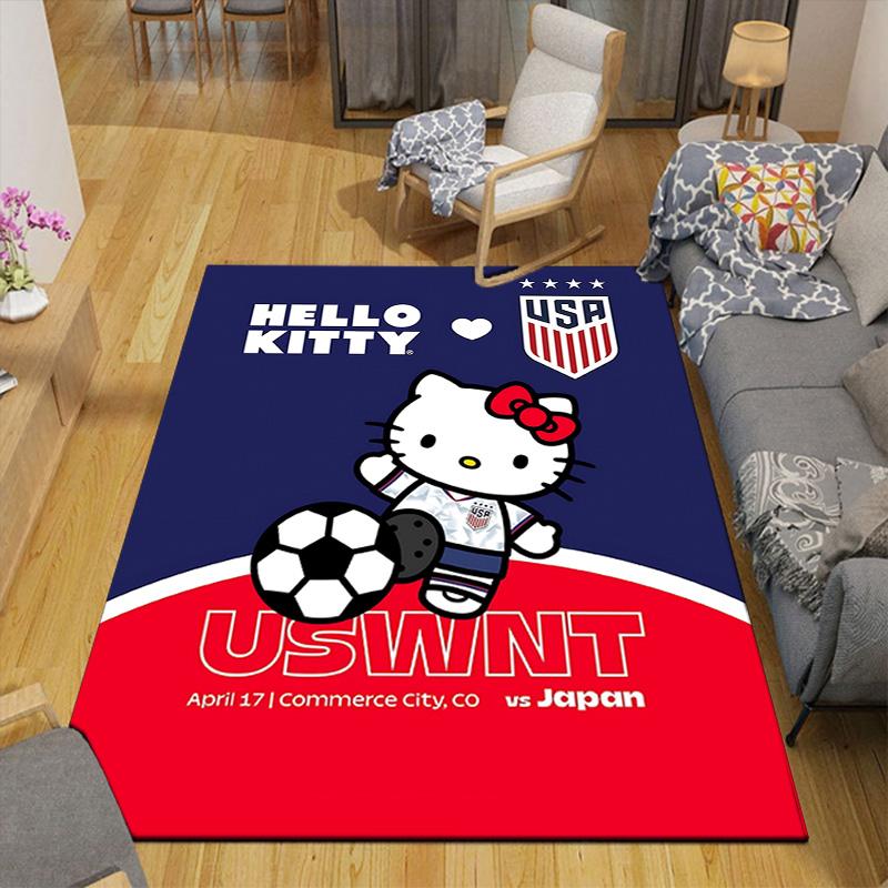 1pc Kitty Soccer Match Rug, Office Carpet Indoor Outdoor Entrance Doormat, Non-Slip Soft And Comfortable, Living Room. Q7140194