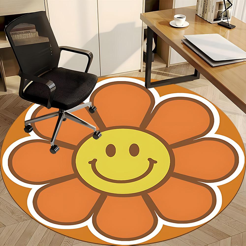 1PC Flower Smiley Face Design Chair Carpet for Office, Indoor Non-Slip Washable Carpet, Soft Comfortable Mat For Office Room yy250930255