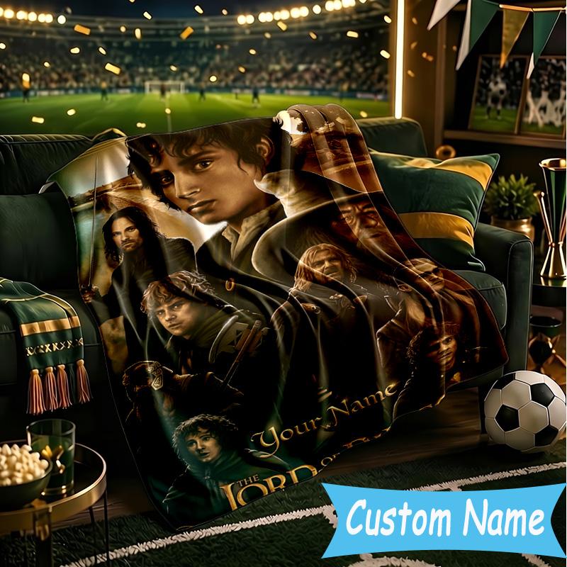 Custom Name Journey Through Middle-earth Flannel Blanket, Use for Birthday/Holiday Gift, Soft Blanket for Sofa/Bed/Camping/Office, Home Decor
