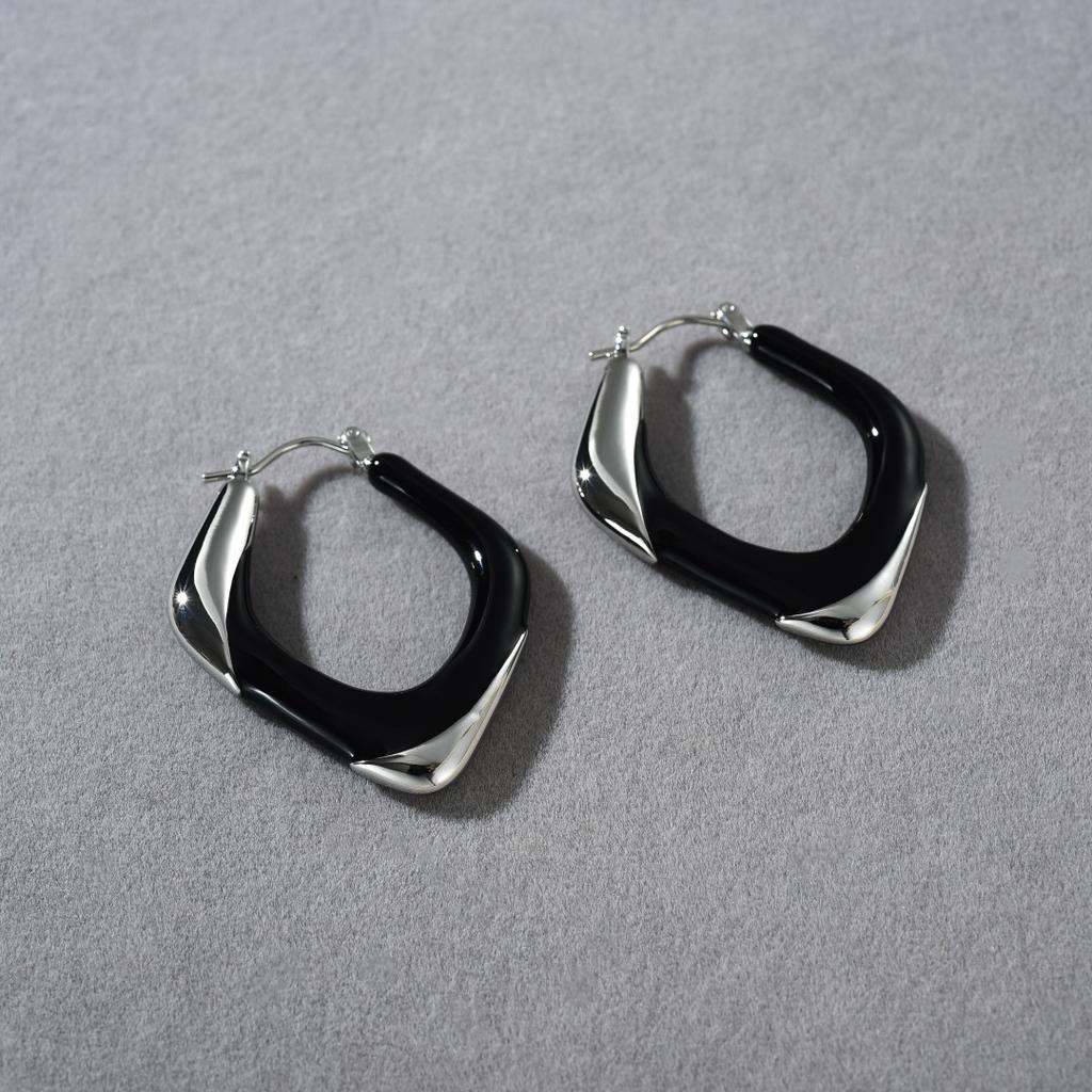 Original Design Copper Platinum Plated Premium Drop Glaze Retro Ear Buckle Earrings Fashion Personality Unique Trend Earrings