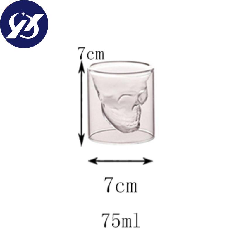 Tazza da Caffè Tazza in Vetro a Doppia Parete con Testa di Teschio di Cristallo W skey Vino Vodka Bar Club Bicchiere da Birra Vino