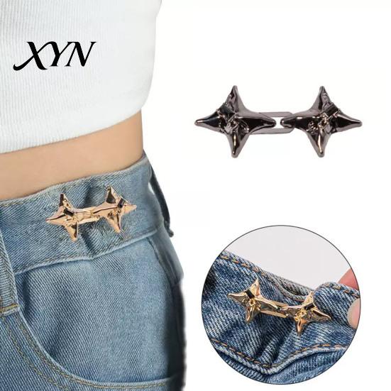 Creative Fashion Accessory 1 Pair Pant Waist Tighteners, Metal Butterfly Star Decorative Jeans Button Bag Buckle Pins, Adjustable No-Sew Pants
