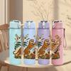 1PC Vintage Tiger Bird Art 750ml Color Plastic Sports Water Bottle Leakproof Flip Straw Lid Suitable for Sports Office Home Use