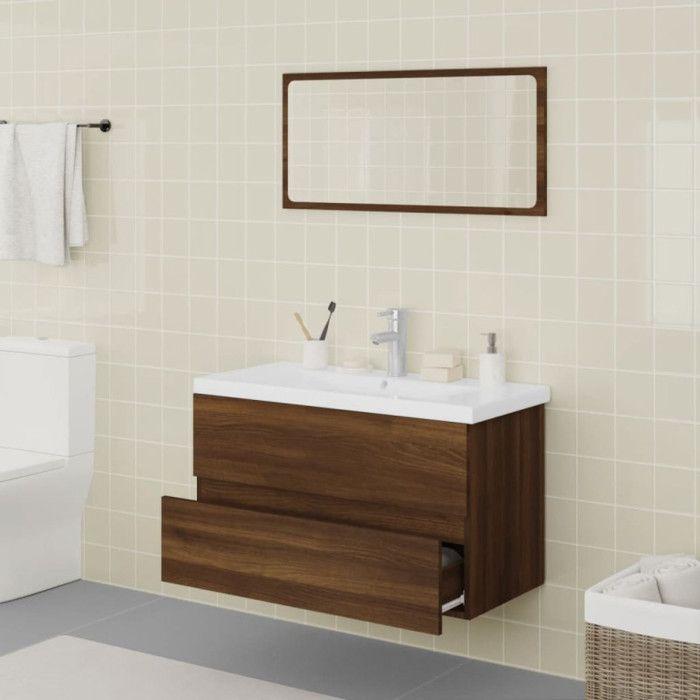 VidaXL Bathroom Furniture Under Sink Cabinet Mirror Vanity Cabinet Storage Cabinet Interior Oak Brown Wood 3120350