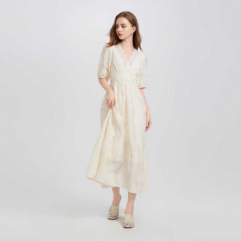 

Women s V-Neck Embroidered Midi Dress S
