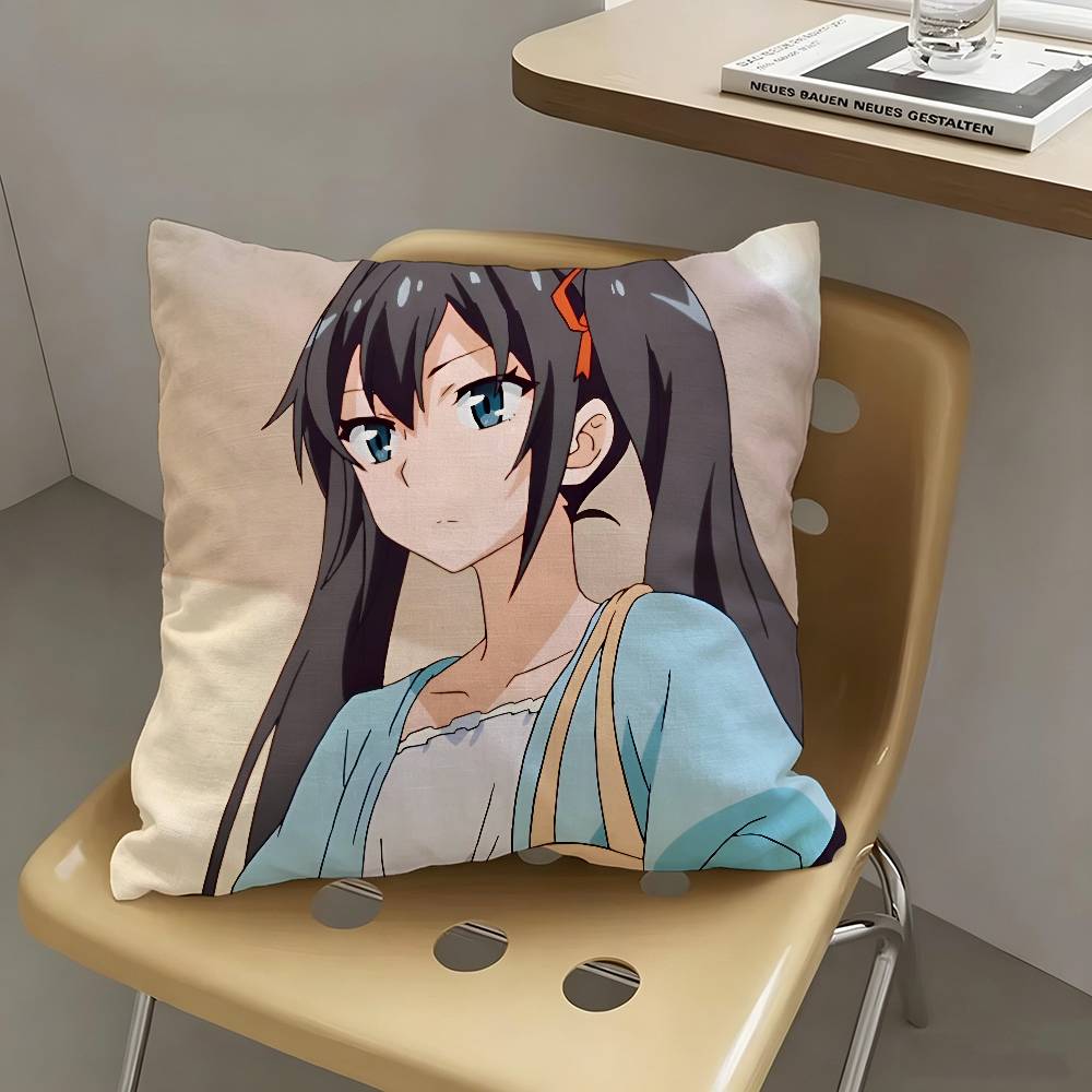1pc My Teen Romantic Comedy SNAFU Anime Pillow Case Fashion Square Pillowcase Bedroom Sofa Room Ins Decoration Leisure