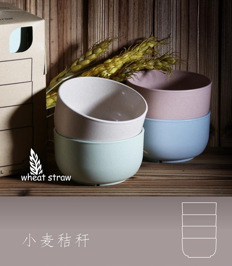 Weizenstroh Anti-Fall Schüssel Abendessenschüssel Bambusfaser Unterteilte Essschüssel Cartoon Snacktablett Frühstücksgeschirr Küchengeschirr